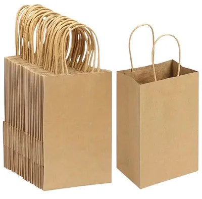 Productafbeelding van Set van 40 Bruine Kraftpapier Geschenkzakjes met Handgrepen