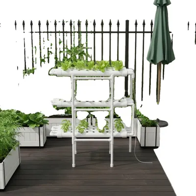 Obrázek produktu pro Hydroponický pěstební systém, tříúrovňový systém, 108 míst pro rostliny, 12 trubek, materiál PVC-U, 100 cm x 50 cm x 102 cm
