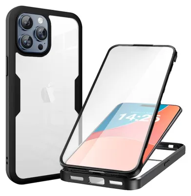 Produktbild von 360 Grad Handyhülle für Apple iPhone 16 Pro Full Cover Rundum Schutz Farbe: Schwarz
