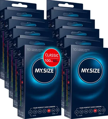 Produktbild von MY.SIZE Classic Kondome Größe 5 I 60 mm Breite I 100 Stück Maxipackung I Premium extra dünn I gefühlsecht hauchzart I dünne 0,07 mm Wandstärke I vegan I für Men