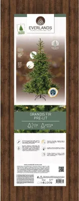 Productafbeelding van Grandis Fir kunstkerstboom groen met verlichting H150 cm D111 cm Everlands