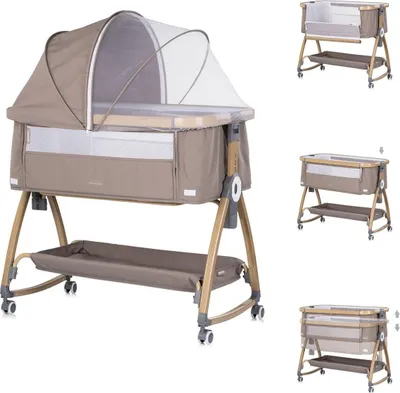 Produktbild von Chipolino Beistellbett Charisma Matratze höhenverstellbar Räder Ablagefach Gurt braun