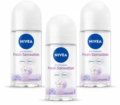 Imagen del producto de 3 unidades de desodorante roll-on NIVEA Fresh Sensation, 50 ml cada uno. Paquete económico