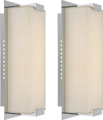 Produktbild von 2er Set LED Wandlampe, Chrom Glas satiniert, H 28 cm