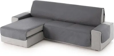 Obrázek produktu pro Potah na levou část rohové pohovky s područkami, 240 cm – oboustranný prošívaný potah na pohovku, šedý, odolný proti skvrnám, pratelný, ideální pro domácnosti s domácími mazlíčky