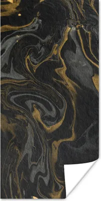Produktbild von MuchoWow® Poster Marmor - Textur - Grau - Gold - Marmoroptik - Luxus 20x40 cm - Plakat - Foto