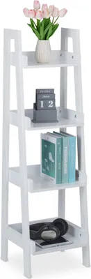 Leiterregal 4 Ebenen, Standregal, 112x33x30 cm, Weiß