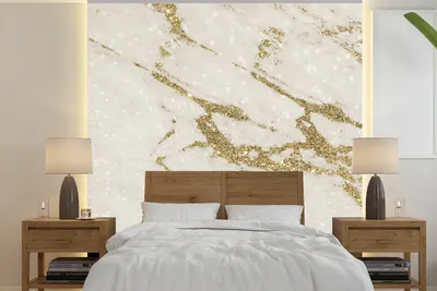 Produktbild von MuchoWow® Fototapete für Wohnzimmer oder Schlafzimmer Wandtapete Vinyl Motivtapete Marmor - Muster - Gold - 300x300 cm - Wanddekoration