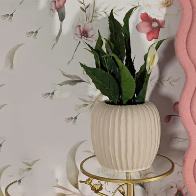 Produktbild von Pangni - Vase, Cremeweiß, Geriffelte Oberfläche