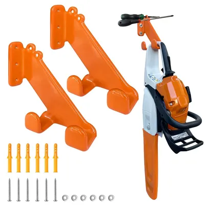 Produktbild von 2 Stück Kettensägenhalter Wandmontage, Schwerlast Kettensägen Wandhalter,Garage & Werkstatt Organizer,Kettensäge Aufhängung für Stihl,Husqvarna,Poulan