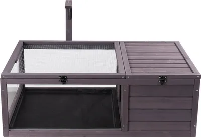 Immagine prodotto di SucceBuy 38x24x13 pollici habitat per tartarughe, rettilario in legno con supporto per luce appeso, recinto a 2 stanze per tartarughe, gechi, lucertole, serpenti, uso interno ed esterno