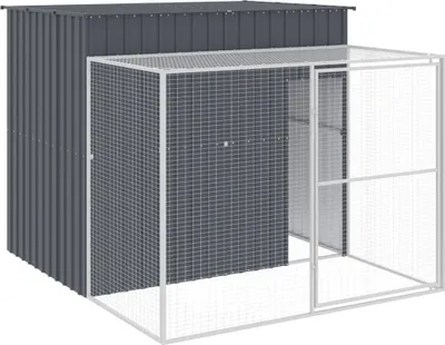 Zdjęcie produktu dla vidaXL Buda dla psa z wybiegiem antracyt 214x253x181cm Stal ocynkowana