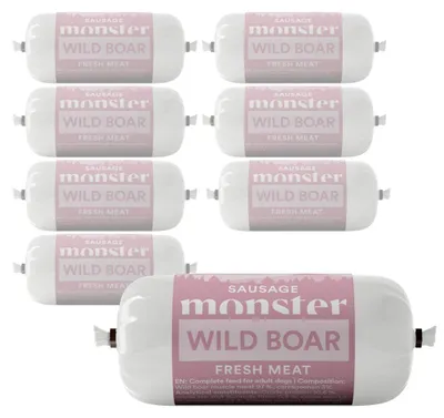 Zdjęcie produktu dla Monster Dog Sausage Wild Boar 8x80g Pełnoporcjowa Mokra Karma dla Psa Kiełbasa z Dzika
