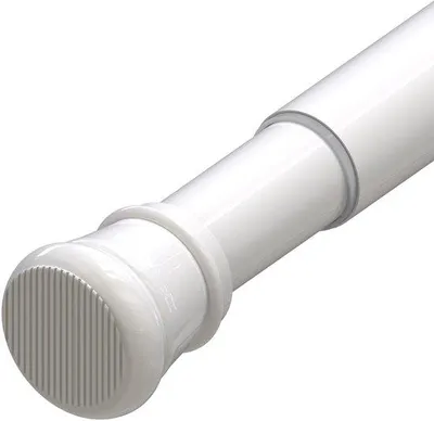 Productafbeelding van Ibenzoa® Telescopische spanstang, boorvrij, verstelbaar van 73–175 cm, wit – roestvrij staal, Ø25 mm, voor douche- en raamgordijnen, met antislip eindstukken