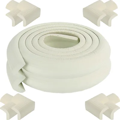 Obrázek produktu pro [2-pack] 2 metry dlouhý chránič hrany stolu ve tvaru L Dětský chránič + 8 rohů (bílý) Měkký netoxický