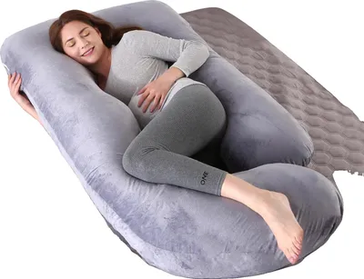 Zdjęcie produktu dla Poduszka ciążowa, ergonomiczna konstrukcja w kształcie litery G, wielofunkcyjne wsparcie, jasnoszara