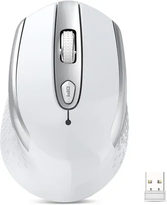 Produktbild von Kabellose Maus, 2.4G DPI Einstellbar Kabellos 6 Tasten Anpassbare Seitentasten, Wireless Mouse mit USB Empfänger, 3 DPI-Pegel Einstellbar