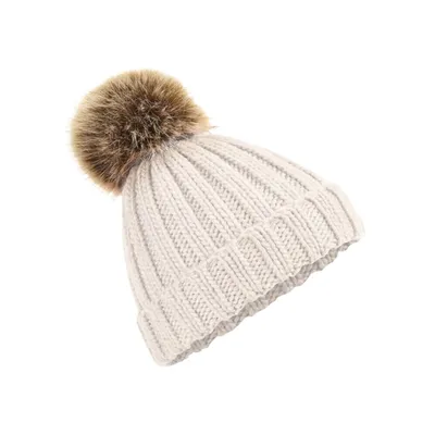 Produktbild von Beechfield Uni Strickmütze mit Bommel RW5283 (Einheitsgröße) (Naturweiß)