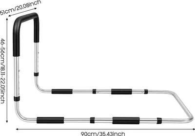 Image de Barrières de lit pour personnes âgées - Barre d'appui / aide au lever - Réglables en hauteur - Acier inoxydable - Protection anti-chute au bord du lit
