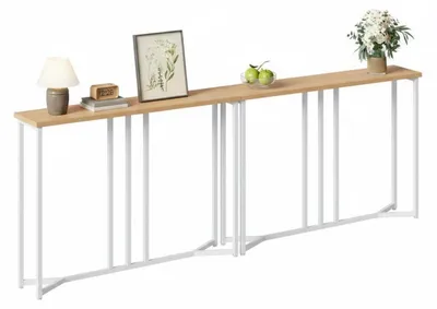 Obrázok produktu pre Konferenčný stolík, úzky, sada 2 kusov, rozmer 100 x 20 x 80 cm, farba dreva/biela