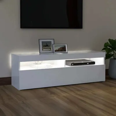 Produktbild von "Winterschlussverkauf "TV-Schrank Industriestil - CLORIS - Fernsehenschrank - mit LED-Leuchten Weiß 120x35x40 cm - NeuMöbel1798252
