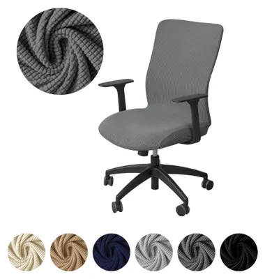 Produktbild von Elastischer Jacquard-Bezug für Drehstuhl in Grau – Schonbezug für Büro- und Arbeitsstühle