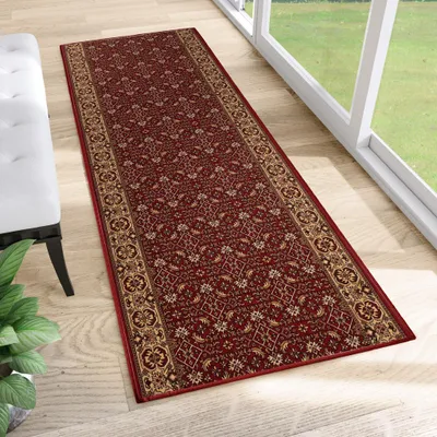 Produktbild von Tapiso Läufer Anti Rutsch Modern Beige Rot Wohnzimmer 67 x 280