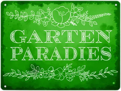 Produktbild von Gartenparadies Metallschild XL in 21x28 cm in grün mit floralen Ornamenten