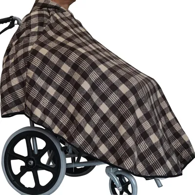 Immagine prodotto di Coperta per sedia a rotelle con cappuccio, in pile, 109 cm, marrone, per sedie a rotelle