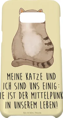 Produktbild von Mr. & Mrs. Panda Samsung Galaxy S8 plus Handyhülle  Katze Sitzen - Gelb Pastell - Geschenk, Handy, Cat, Cover, Case, Familie, Herz, Katzen, Hülle