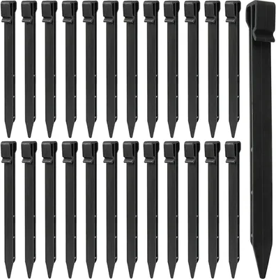 Imagen del producto de Anclajes de plástico de 25 cm, paquete de 25 unidades, para fijación en jardines y tiendas de campaña