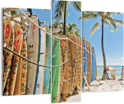 Produktbild von Bild auf Leinwand - Leinwandbild - 3 Teile - Board Surfen Strand - 95x80cm - Wand Bild - Wanddeko - Wandbilder - Leinwanddruck - Bilder - Wanddekoration - Leinwand bilder - Wandbild - CB95x80-4165