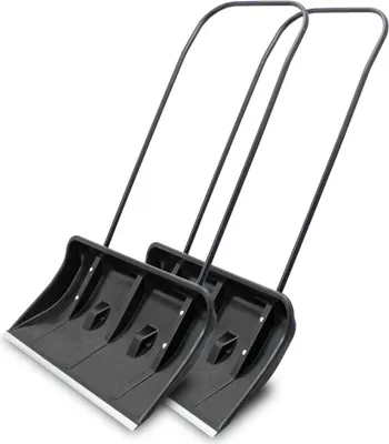 Produktbild von Bituxx 2 Schneeschieber mit Bügelgriff und Laufrollen 80cm breit Schwarz MS-18706