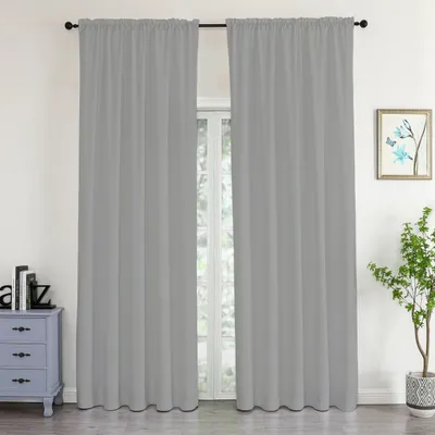 Produktbild von Samtvorhang 140 x 245 cm mit Kräuselband wasserabweisend hellgrau - 140 x 245 cm