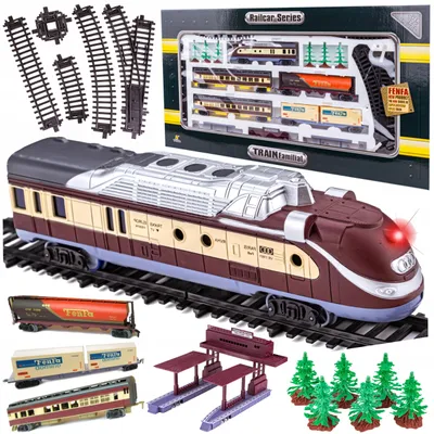 Produktbild von Fenfa Elektrischer Güterzug Set mit Waggons, Gleisen und LED