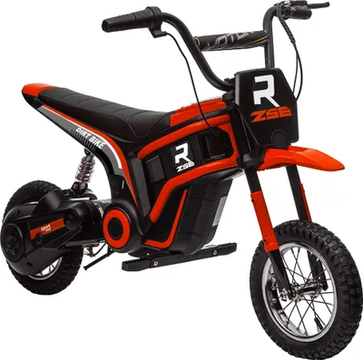 Zdjęcie produktu dla HOMCOM Elektryczny motocykl dla dzieci z silnikiem 24 V 350 W, trybem prędkości 8-16 km/h, 12-calowymi oponami pneumatycznymi, elektrycznym motocyklem z muzycznym światłem przednim, motocross dla dzieci w wieku 8-12 lat, kolor czerwony