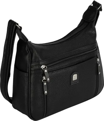 Produktbild von Damen Tasche Schultertasche Umhängetasche Leder Optik Handtasche  SCHWARZ (15163)