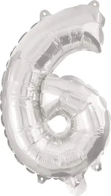 Zdjęcie produktu dla Numer srebrny, srebrny numer 6 – balon foliowy 95 cm