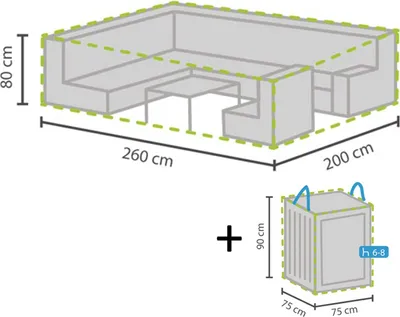 Produktbild von Abdeckhaubenset: Schutzhülle 260x200cm für Garten Lounge + Hülle für 6-8 Polster