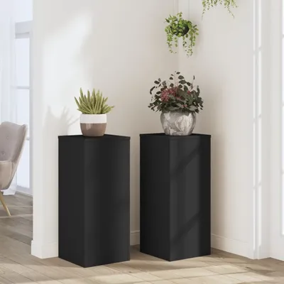 Obrázok produktu pre Dizajnový stojan na rastliny 2 ks čierny 30x30x70 cm materiál na báze dreva, stojan na kvety 2024 Novinka