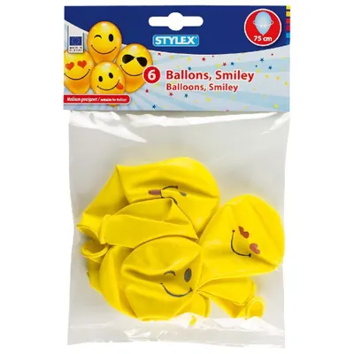 Produktbild von Stylex Balonnen Smiley 75 Cm 6 Stuks Geel