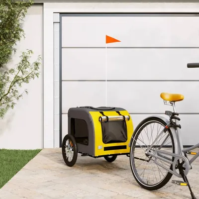Produktbild von vidaXL Príves na bicykel Psy Žltá a sivá Oxford tkanina a žehlička