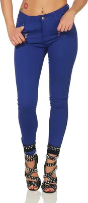 Produktbild von Treggings Jeggings Hüfthose Stretch Slimfit mit Taschen Hose; Blau S