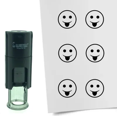 Produktbild von CombiCraft Selbstfärbender Stempel 'Lustiger Smiley' in der Farbe Schwarz, Ø10mm