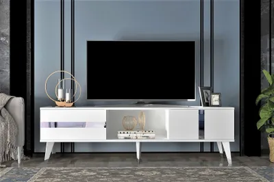 Immagine prodotto di Skye Decor, Vania - Bianco, Argento, Mobile TV, Bianco, 100% PANNELLI DI PARTICELLE RIVESTITI IN MELAMMINA, 150 x 50 x 29,6 cm