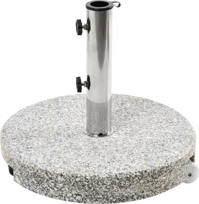 Produktbild von BELIANI Sonnenschirmständer Grau Granit ⌀ 45 cm Rund mit Edelstahlrohr Modern Garten Terrasse Balkon Outdoor Außenbereich Ausstattung Zubehör