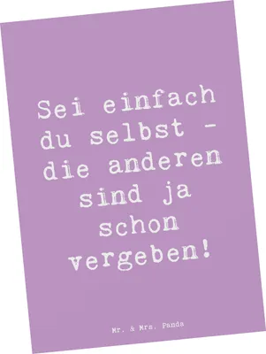 Produktbild von Mr. & Mrs. Panda Postkarte Spruch Selbstakzeptanz Einzigartig - Lavendeltraum - Geschenk, Stimmungen, Gefühle, Wertschätzung, Stärke, Mitgefühl, Erfüllung, Motivation