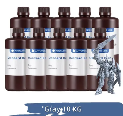 Obrázek produktu pro Tekutá fotopolymerová pryskyřice, UV pryskyřice 405 nm, pro 3D tiskárny LCD, 10 kg, šedá
