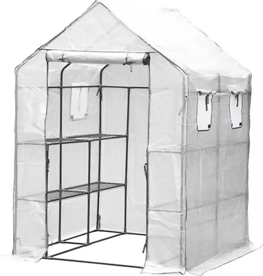 Image de Serre en film plastique pour tomates 143x143x195 cm Serre,blanc réutilisable