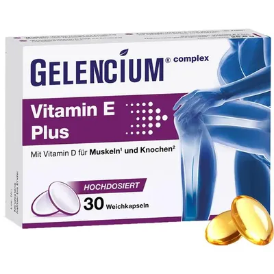 Zdjęcie produktu dla Gelencium Witamina E Plus w wysokiej dawce z witaminą D, kapsułki miękkie, 30 szt.
